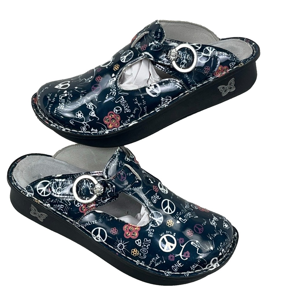 Alegria Keli Peace and Love Leather Clogs ALG-7570 Womens EU 38 US 8-8.5